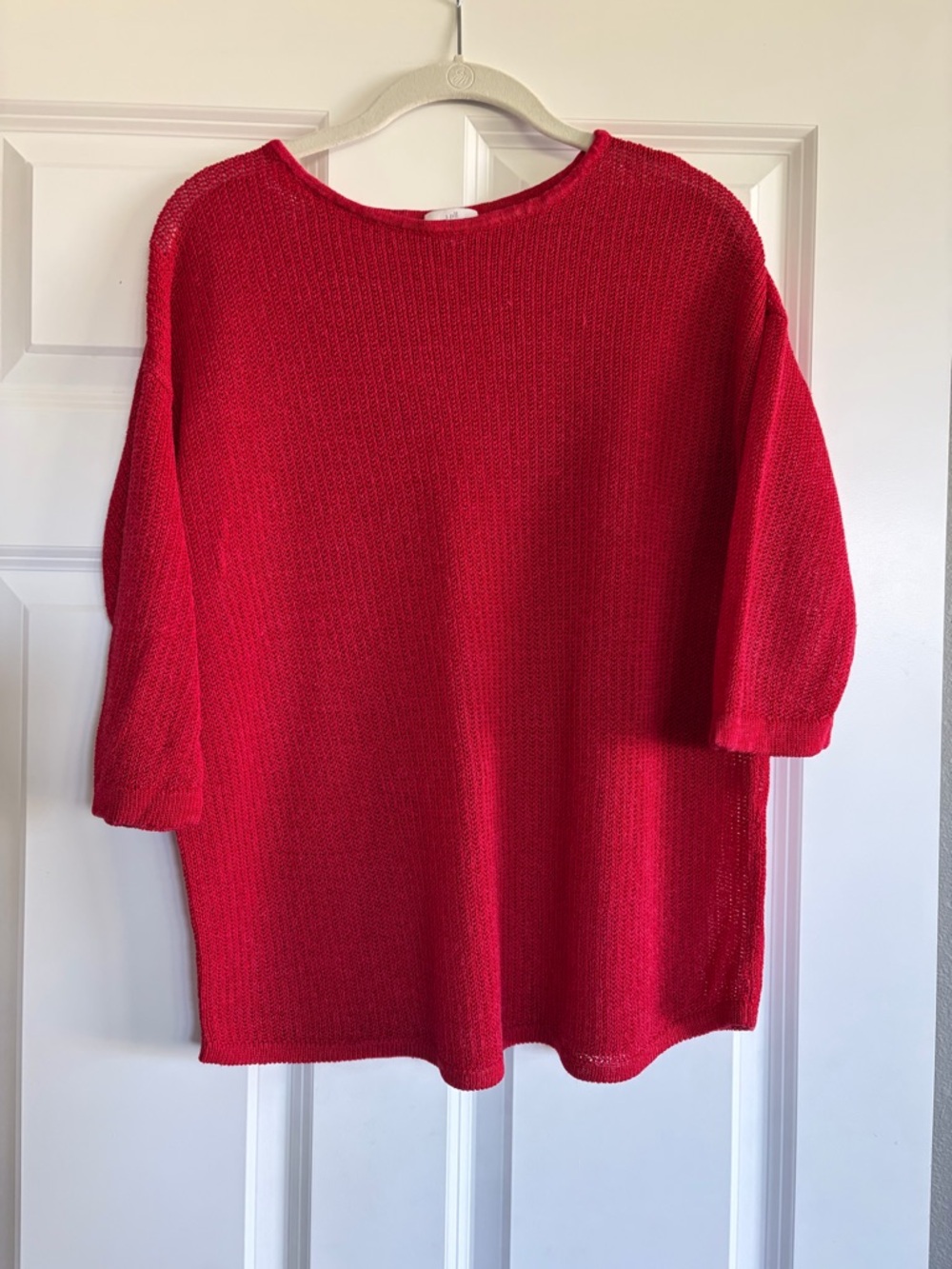 J. Jill Bright Red Scoop Neck Lightweight Knit Sweater